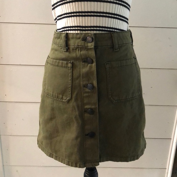 Bershka Dresses & Skirts - NEW Bershka olive green jean skirt